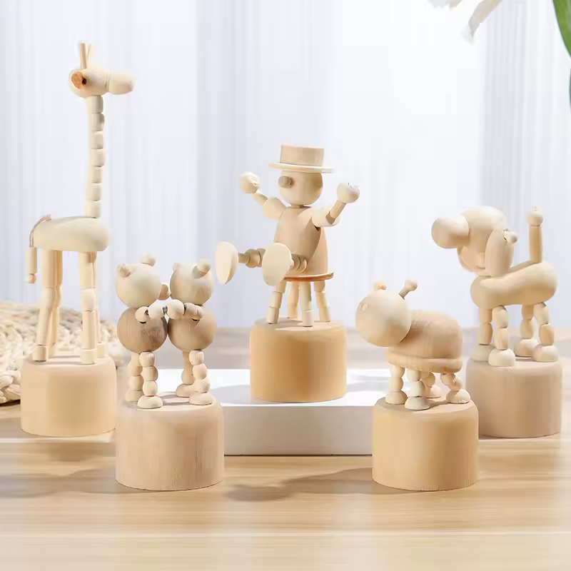 1Pc עץ בעלי החיים קישוטי מיני שולחן עבודה מטלטלין בובות Fingurine עיצוב הבית מלאכות צעצוע מתנות בית ספר מדף כיף דקור
