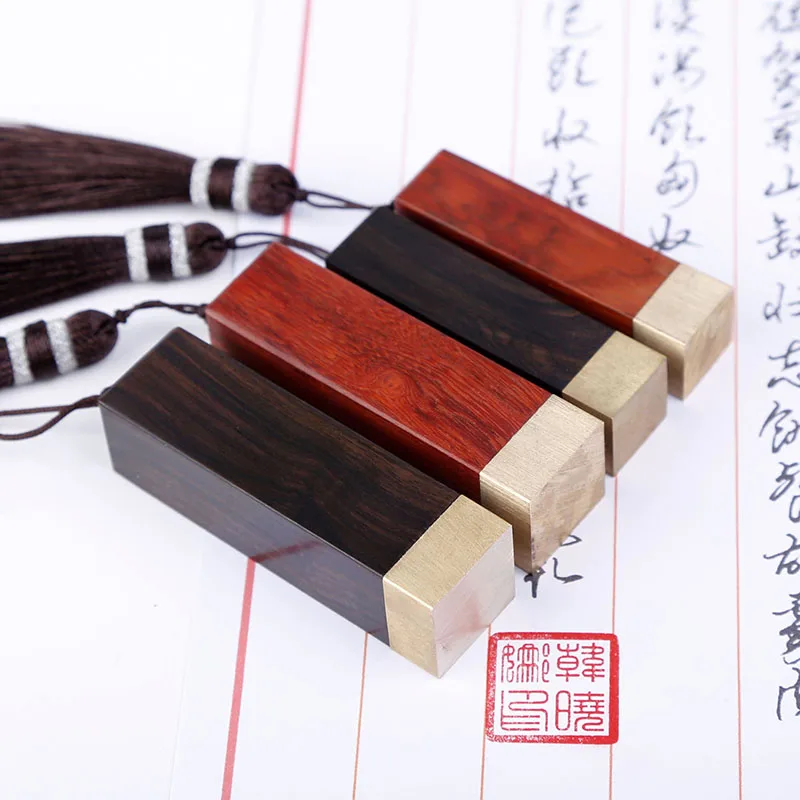 Customized Chinese Name Stamp Seal Exquisite Carving Personal Stamps Chinese Soft Pen Calligraphy Painting Brass Sandalwood Seal