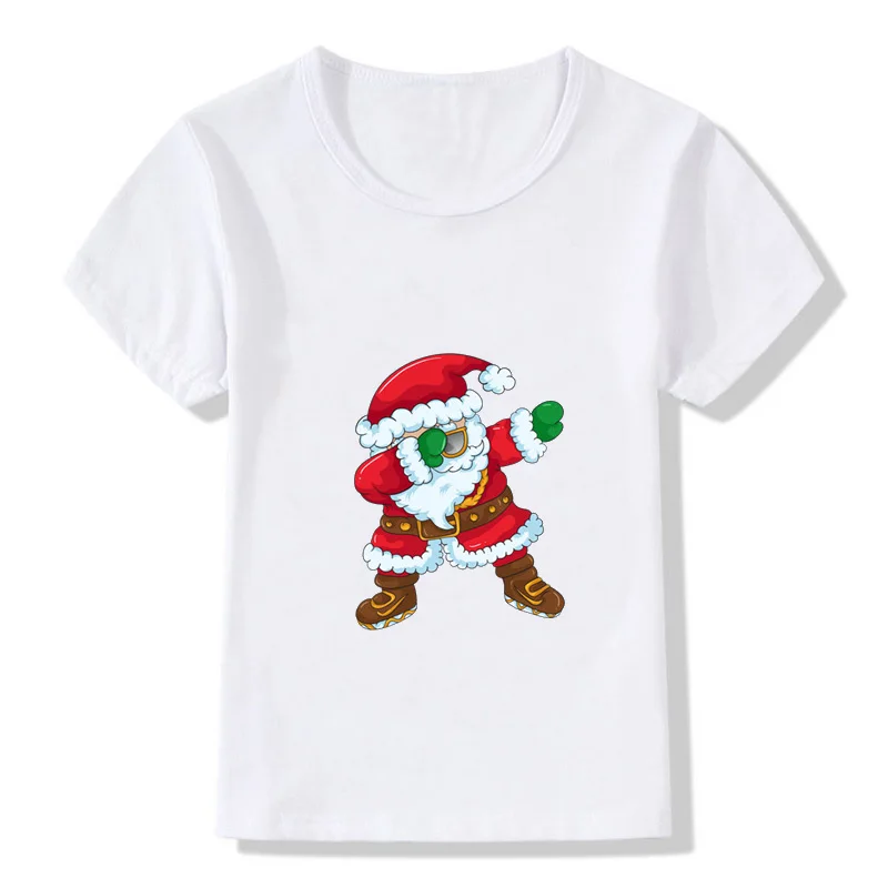 

Girl Boy Funny T-Shirt Children Pat Santa Claus Pattern graphic t shirts T-Shirt Round Collar Child Christmas Cartoon Clothes