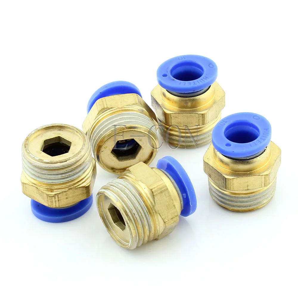 10pcs Male Connector 10mm Tube 1/2 BSPT Threaded Pneumatic Quick Release Air Fitting