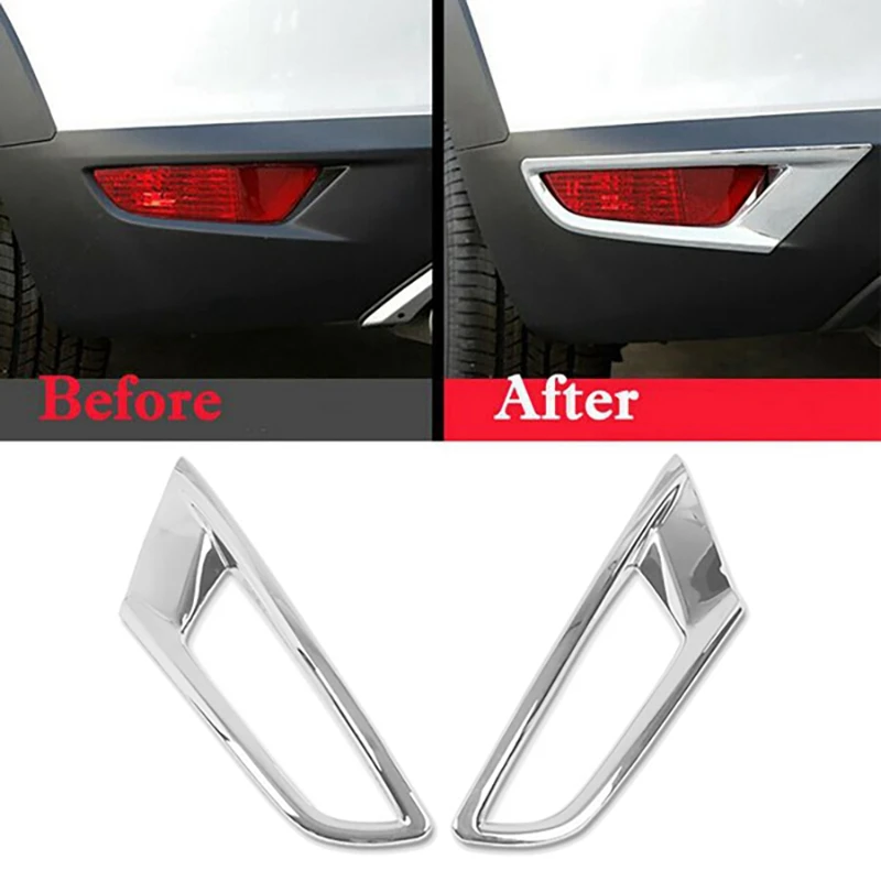 For Mazda CX3 CX-3 2016 2017 2018 ABS Chrome Rear Fog Light Lamp Cover Trim Foglight Bezel Decoration Frame