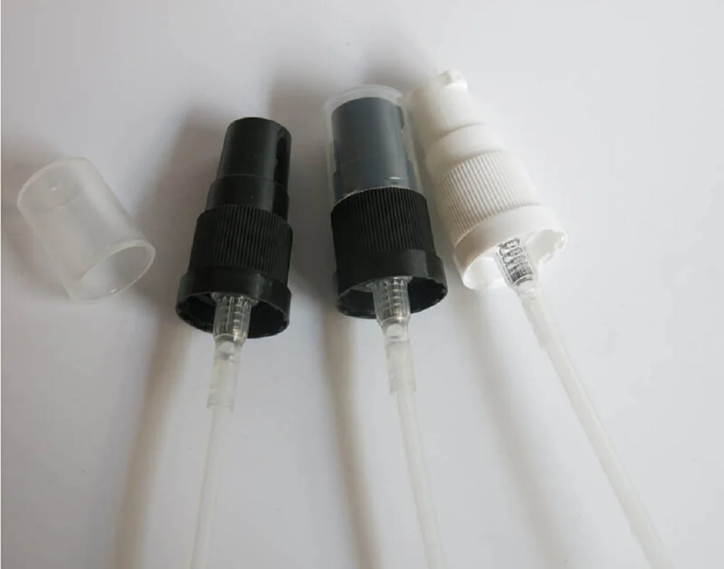 

18MM 18/410 white/black lotion press pump /mist sprayer for 5ml/10ml/15ml/20ml/30ml/50ml/100ml essential oil glass bottle