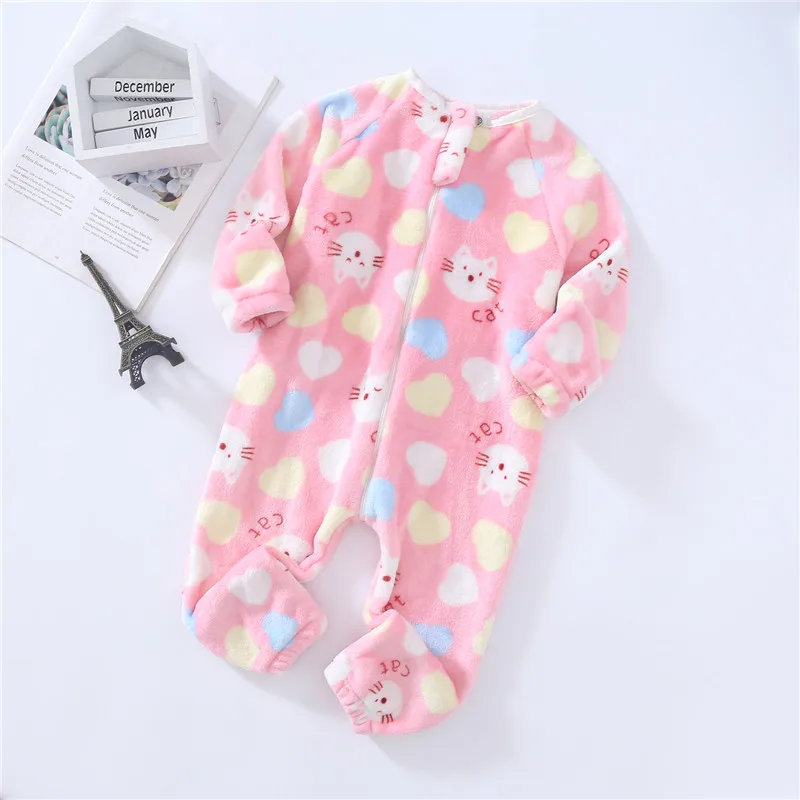 Baby Pajamas For Boys Girls Thick Warm Pajama Autumn Children Flannel Onesies Jumpsuits Winter Kids Cartoon Blanket Sleepwear