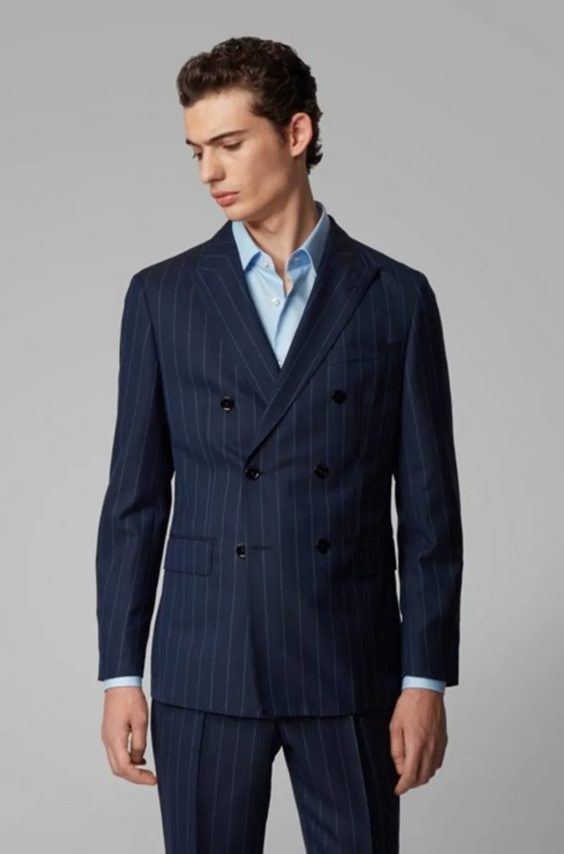 

Men Suits Tailor-Made Stripe Pinstripe Plaid Sports Suits High Quality Lapel Formal Wedding Business Causal Prom