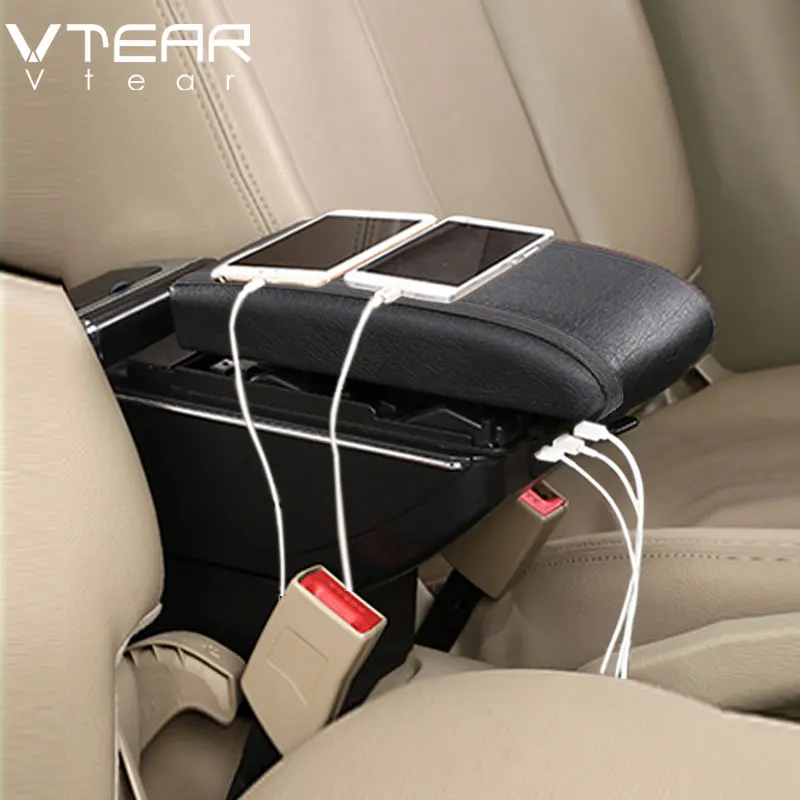 Vtear Car Armrest Box USB Centre Console Storage Container Leather Interior Parts Accessories Decoration For Daihatsu Terios 2