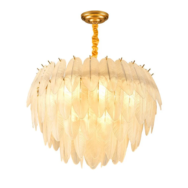 Gold Silver White Glass Goose Feather LED Hanging Lamps Chandelier Lighting Lustre Suspension Luminaire Lampen For Foyer