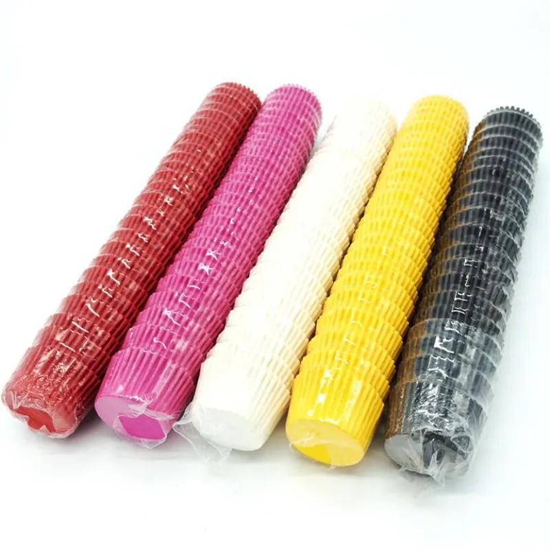 500 Uds Mini papel colorido pastel Cupcake Liner hornear Muffin caja taza bandeja de fiesta pastel molde herramientas de decoración