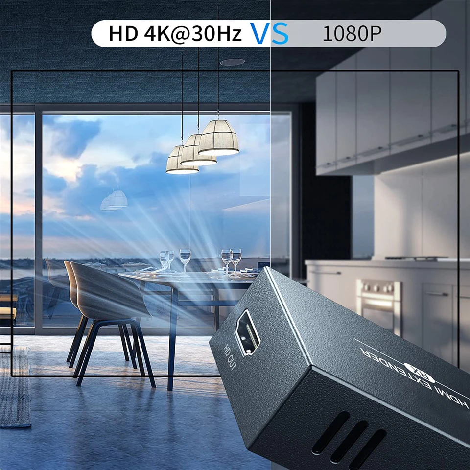 2024 HDMI Extender with Loop Out 4K 1080P HDMI Extender 100m No Loss RJ45 to HDMI Extender Transmitter Receiver over Cat5e/Cat6