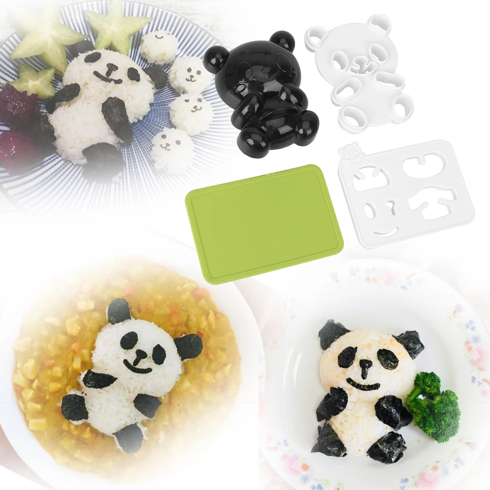 4 in 1 Baby Panda Sushi Mold Dry Roasted Seaweed Cutter Set DIY Panda Onigiri Rice Maker Sandwich Toast Cutter Mold