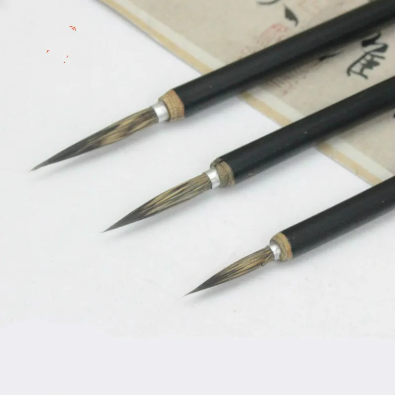 6pcs/lot Chinese Calligraphy Brush Copper Head Hook Line Fine Paint Brush Pen Weasel Mouse Whisker Stone Badger Hair Paint Brush