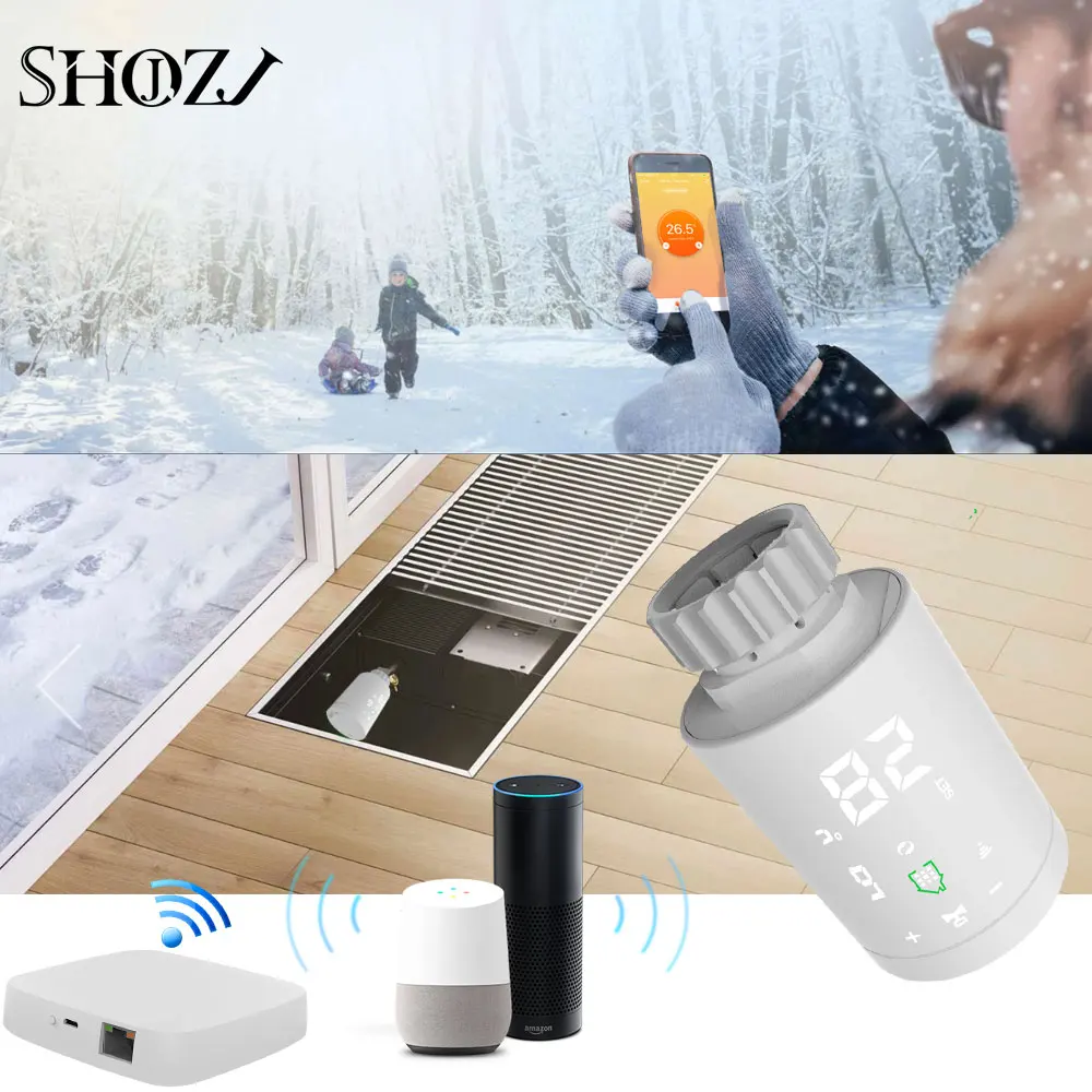 

TUYA wireless zigbee switch WIFI thermostatic radiator valve for low power-consunming for Works with Alexa Google home