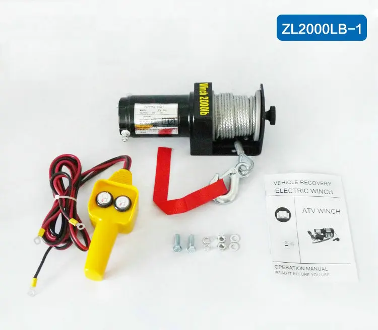 

12V ATV Motor 2000lbs Electric Winch Wire Rope Recovery Winch Traction Cable Pulling Kit Outdoor Cross-country Crane