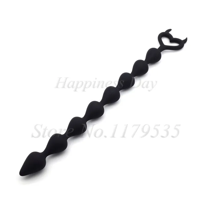 Unisex Anal Ball Butt Plug Large Size Black Anal Beads Silicone Anal Sex Toy Male Prostate Massager Anus Masturbation Erotic Toy