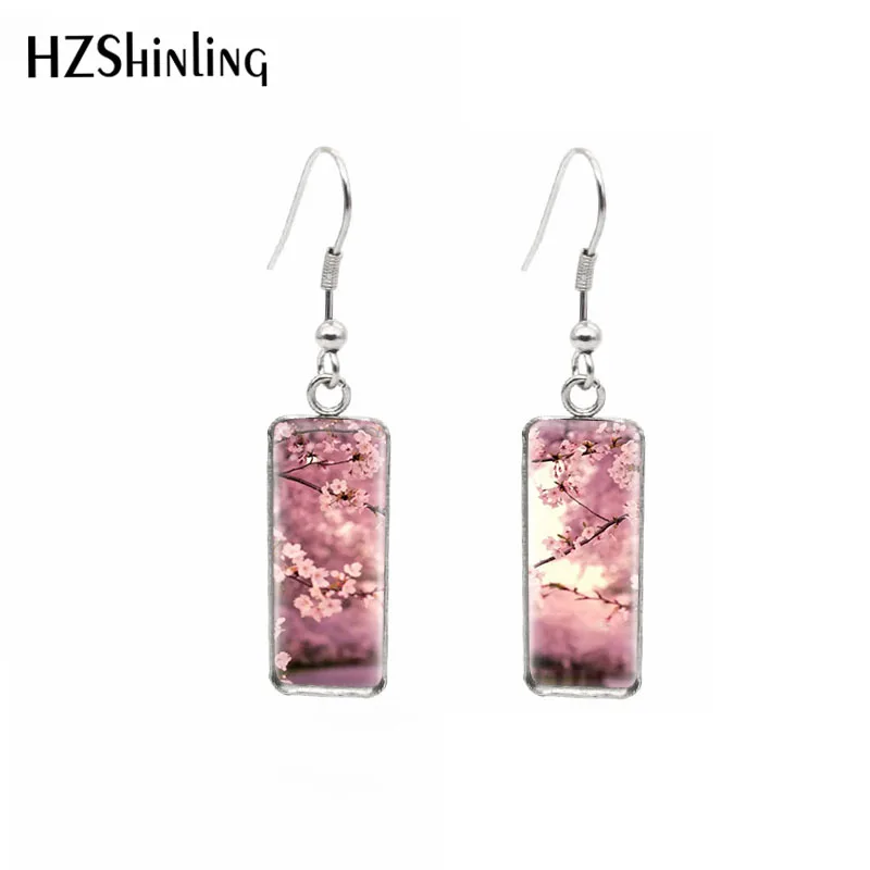 2020 Flowers Roses poppies Sakura Sweet Girls\' French Hook Earrings Glass Pendants Jewelry for women