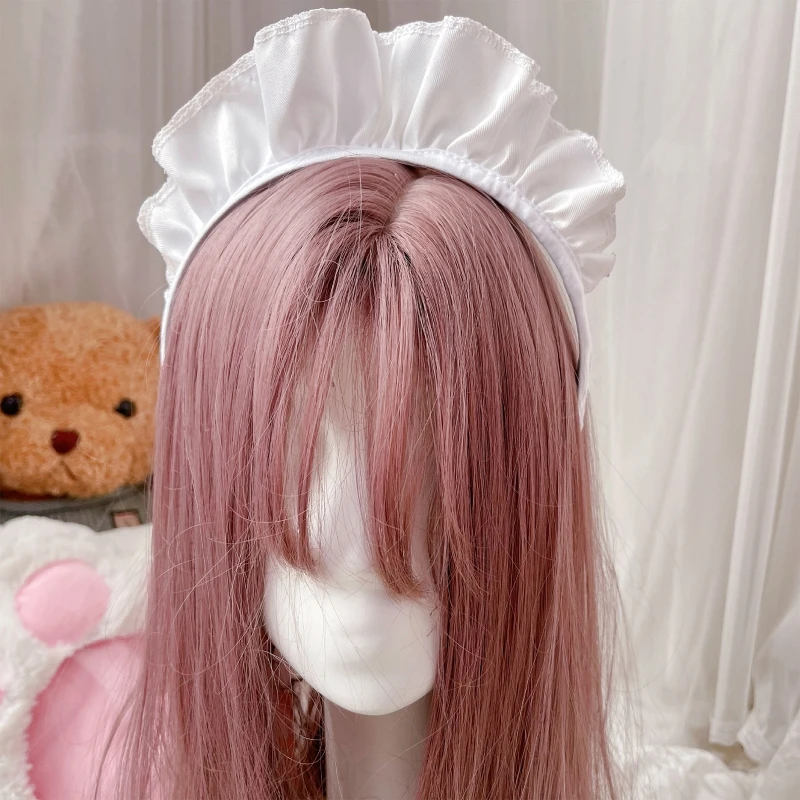 Meisjes Brede Ruches Hoofddeksels Wit Maid Hoofdband Nieuwigheid Zoete Lolita Headpiececartoon Anime Cosplay Haar Ornamenten Dxaa