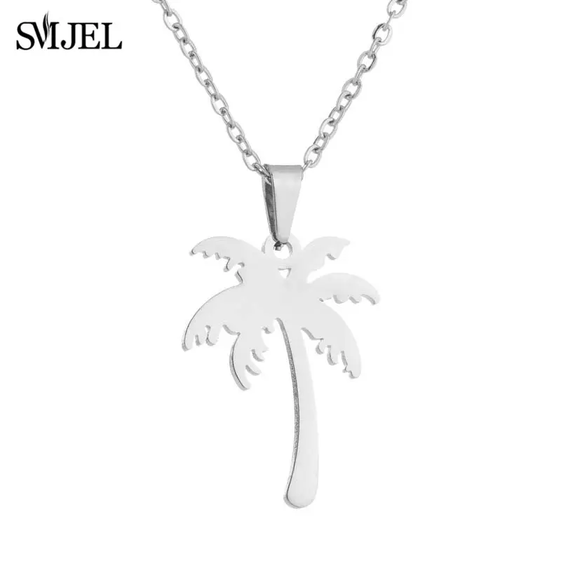 Women's Stainless Steel Coconut Tree Necklace & Earrings Set