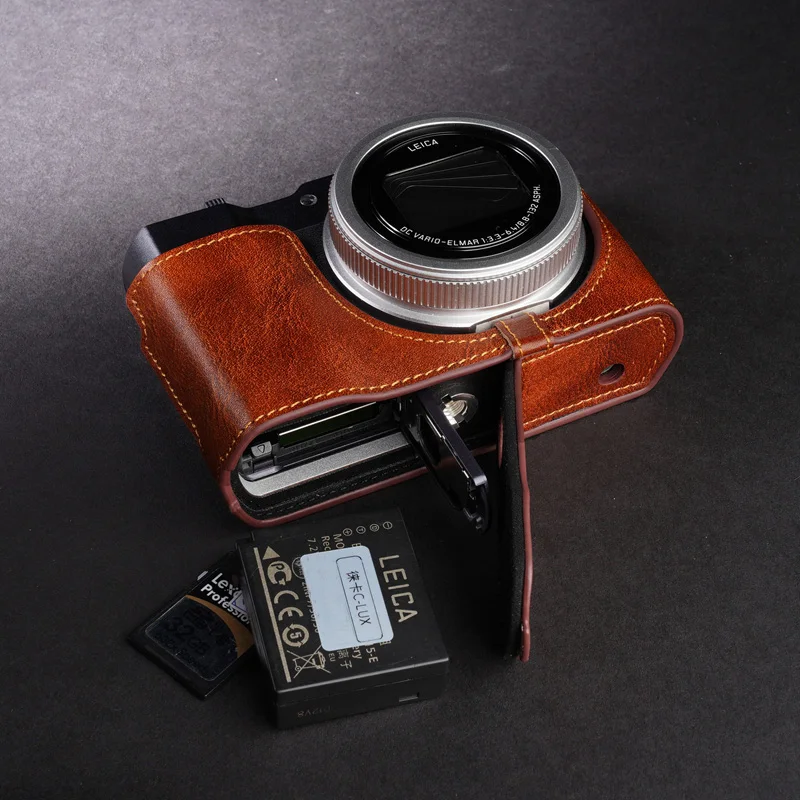 Genuine Leather Half Case Camera Cover for Leica C-LUX With Opening Battery Door