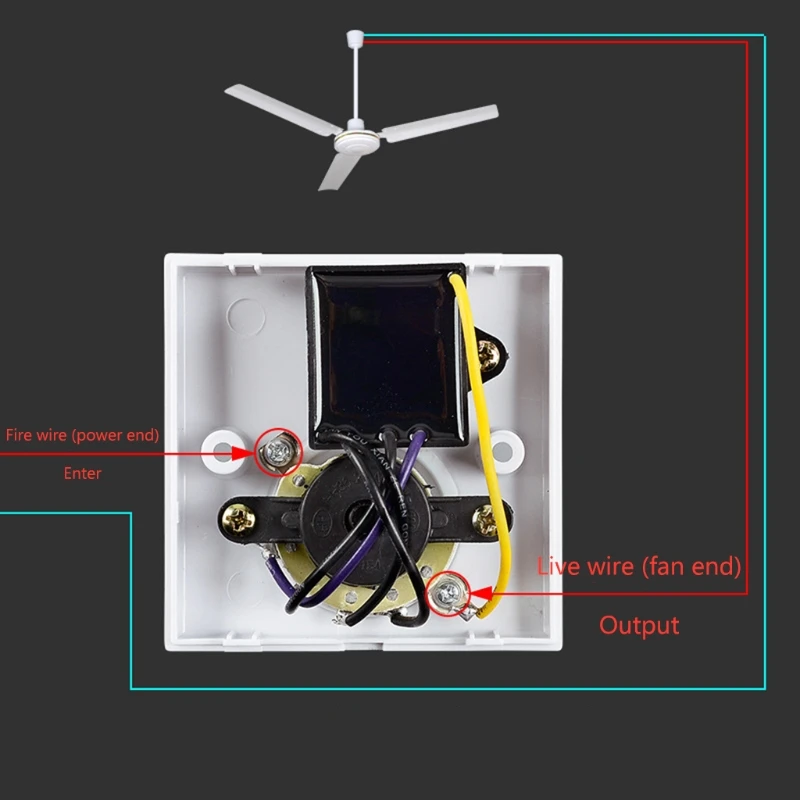 220V Universal Adjustment Ceiling Fan Speed Control Switch Wall Button Dimmer Switch Five Gears Fan Speed Adjuster