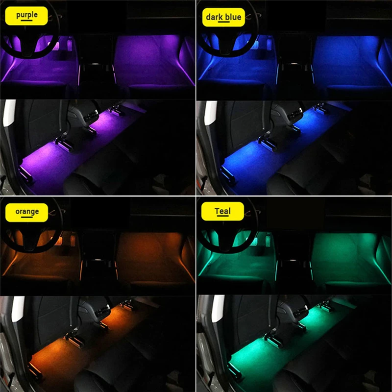 LED Car Floor Decoration Atmosphere Light Environmental Light Colorful With Remote Control Indoor Light Wireless Dropshipping