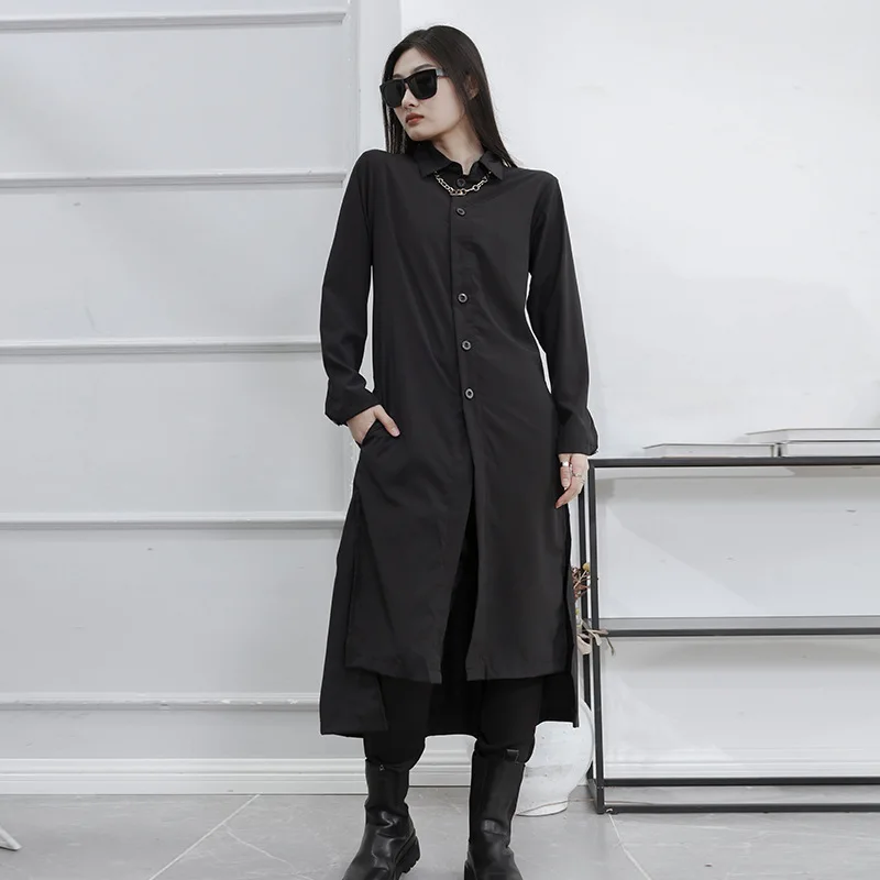 

Ladies Long Sleeve Shirt Dress Spring And Autumn New Classic Black Waist Casual Loose Size Long Sleeve Shirt