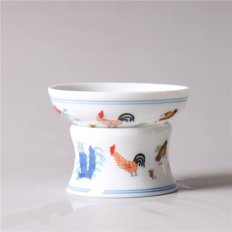 Jingdezhen-Imitation Daming Chenghua Double Chicken Bowl Filter, Tea Set, Strainer Leaker, Kung Fu Pot, NO.YZ109