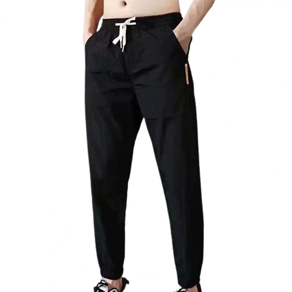 Мужские повседневные брюки, однотонные летние брюки-карго с несколькими карманами и завязками на щиколотке, размера плюс