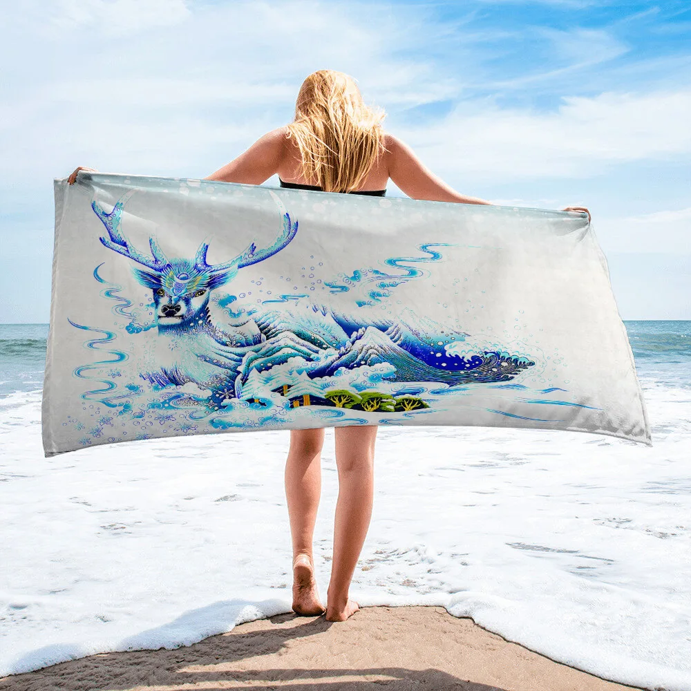 Elk Moose Wapiti Printed Beach Towel Printed Beach Towel Quick-drying Cashmere Microfiber Bath Swimming Towels