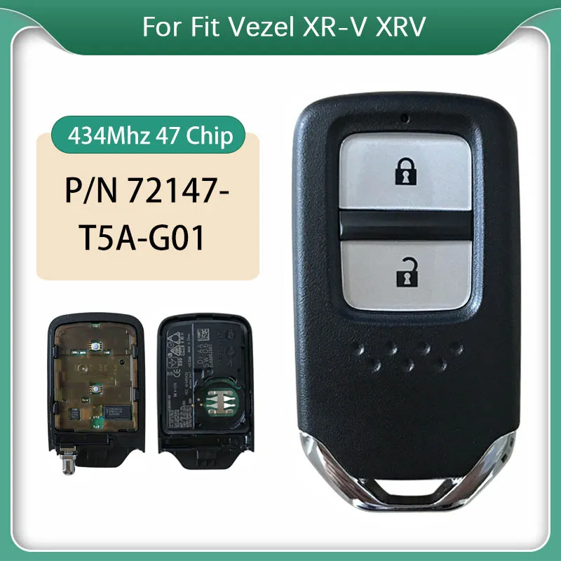 CN003061 Aftermarket 72147-T5A-G01 For Honda Jazz Civic Venzel XR-V XRV Smart Remote Key Fob 434Mhz ID47 Chip FCCID: KR5V2X