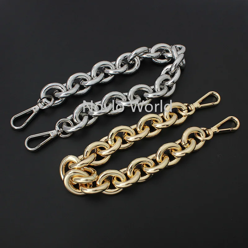 Gold/silver 30-120cm 23mm Oversize Large Thick Chains Light Weight Alumium Women bag cool handbag shoulder strap Carabiner chain