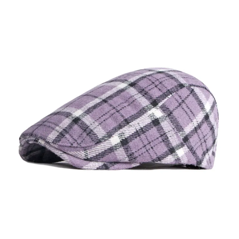 LDSLYJR Autumn Winter Polyester Plaid  Newsboy Caps Flat Peaked Cap Men and Women Painter Beret Hats 31