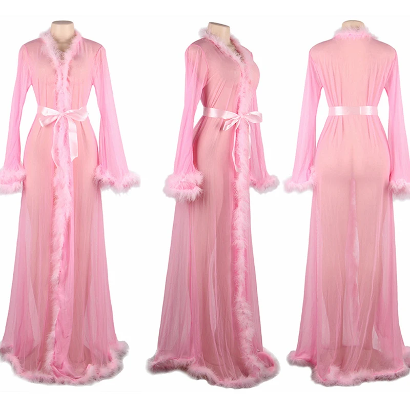 Ohyeahlady-camisones largos transparentes para novia, lencería Sexy de encaje, talla grande, ropa de dormir para boda