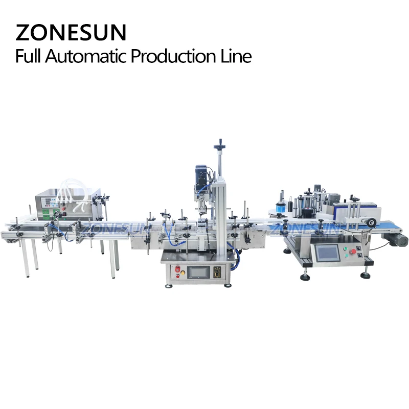 Zonesun máquina de produção para enchimento e encapsulamento de líquidos, automática, para rotulagem, garrafa de óleo, sabonete líquido, bebida, suco, água, vinho