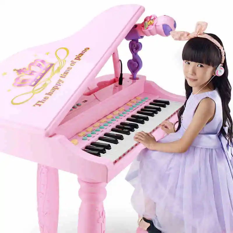 Children's Electronic Keyboard Girl Piano Microphone Baby Enlightenment Toys Power Supply Children Music Piano