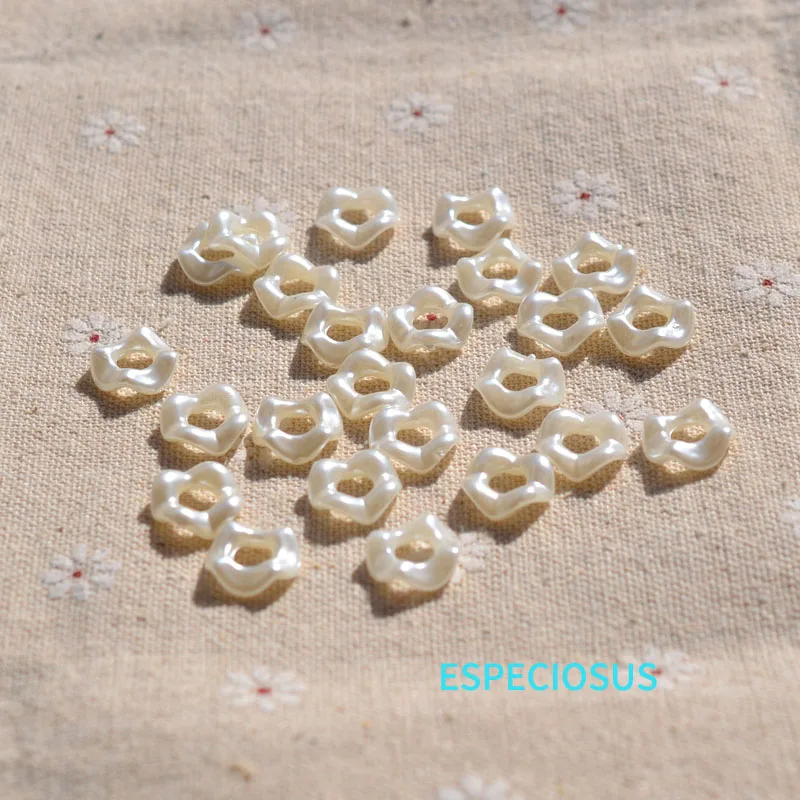 Beige Color Acrylic Wave Shaped Beads Cute Pearl Round Hallowed Spacer DIY Jewelry Making Departments Bracelet Braid Accessories