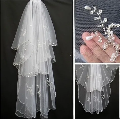 

Amazing Ladies Short Bridal Veil Beaded Head Cheap Wedding Accessories