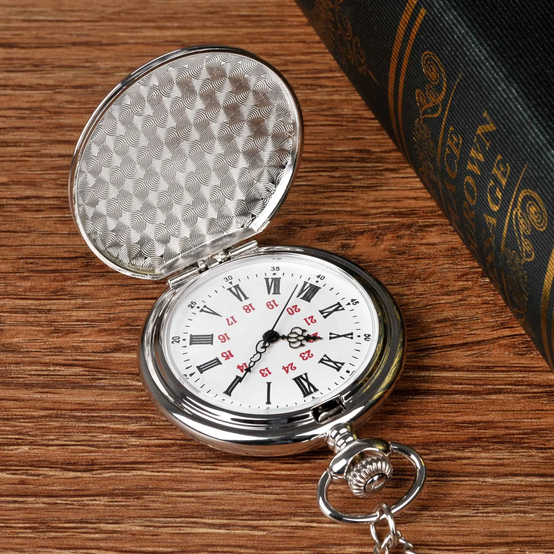 8809"To My Son I Love You" Series Pocket Watch Retro Roman Digital Pocket Watch Pendant with Chain Shi Ying Pocket Watch Gift