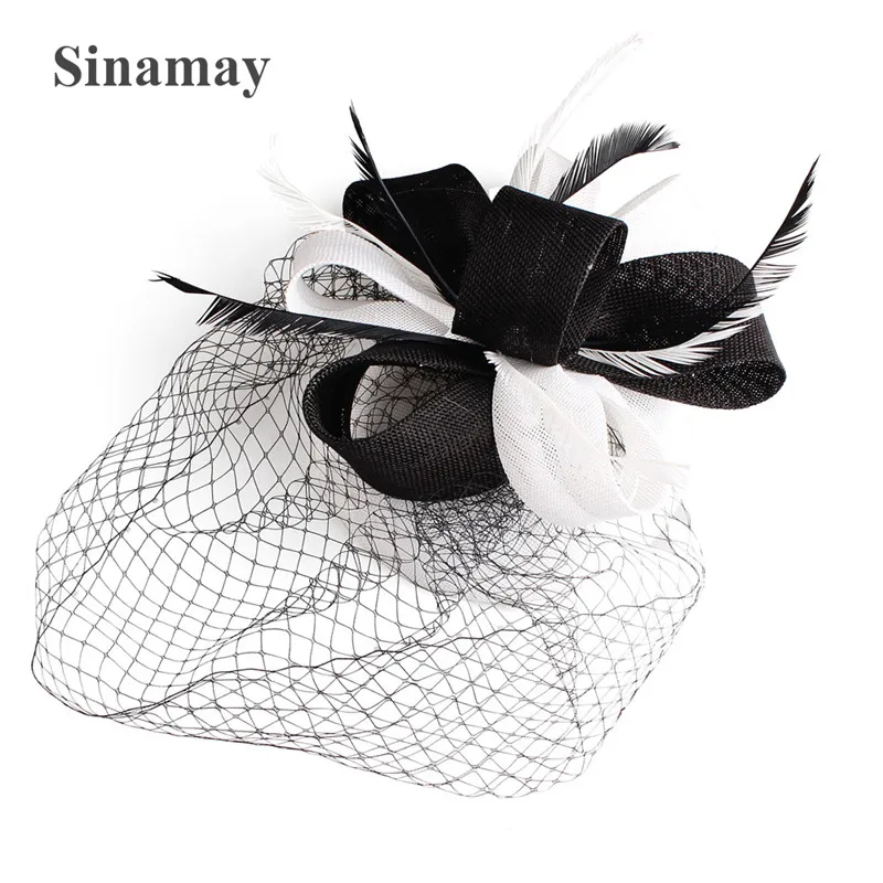 Frauen Fascinator Hut Nachahmung Sinamay Feder Tee Party Pillbox Blume Derby Milli nery Kirche Cocktail Kopf bedeckung neues Design – Detail 27