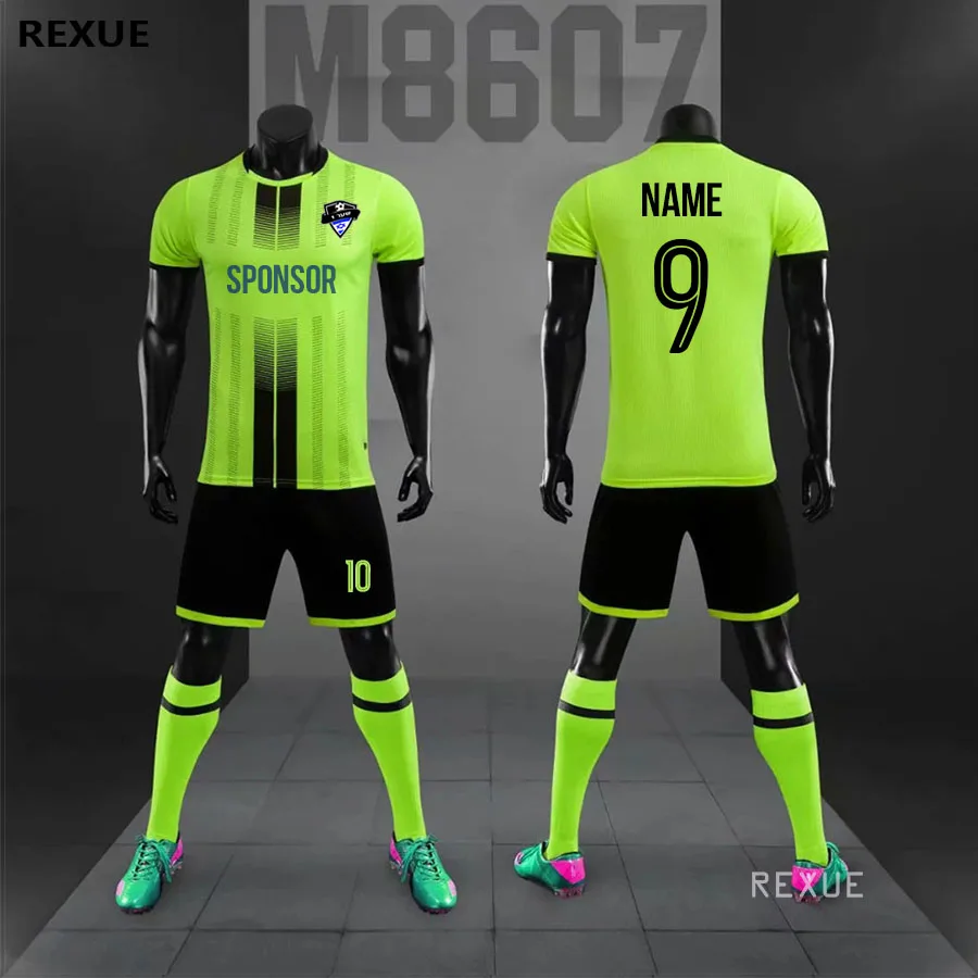 Conjunto de camiseta de fútbol personalizada para hombre y niño, uniforme transpirable de secado rápido para entrenamiento de Club de equipo, 2