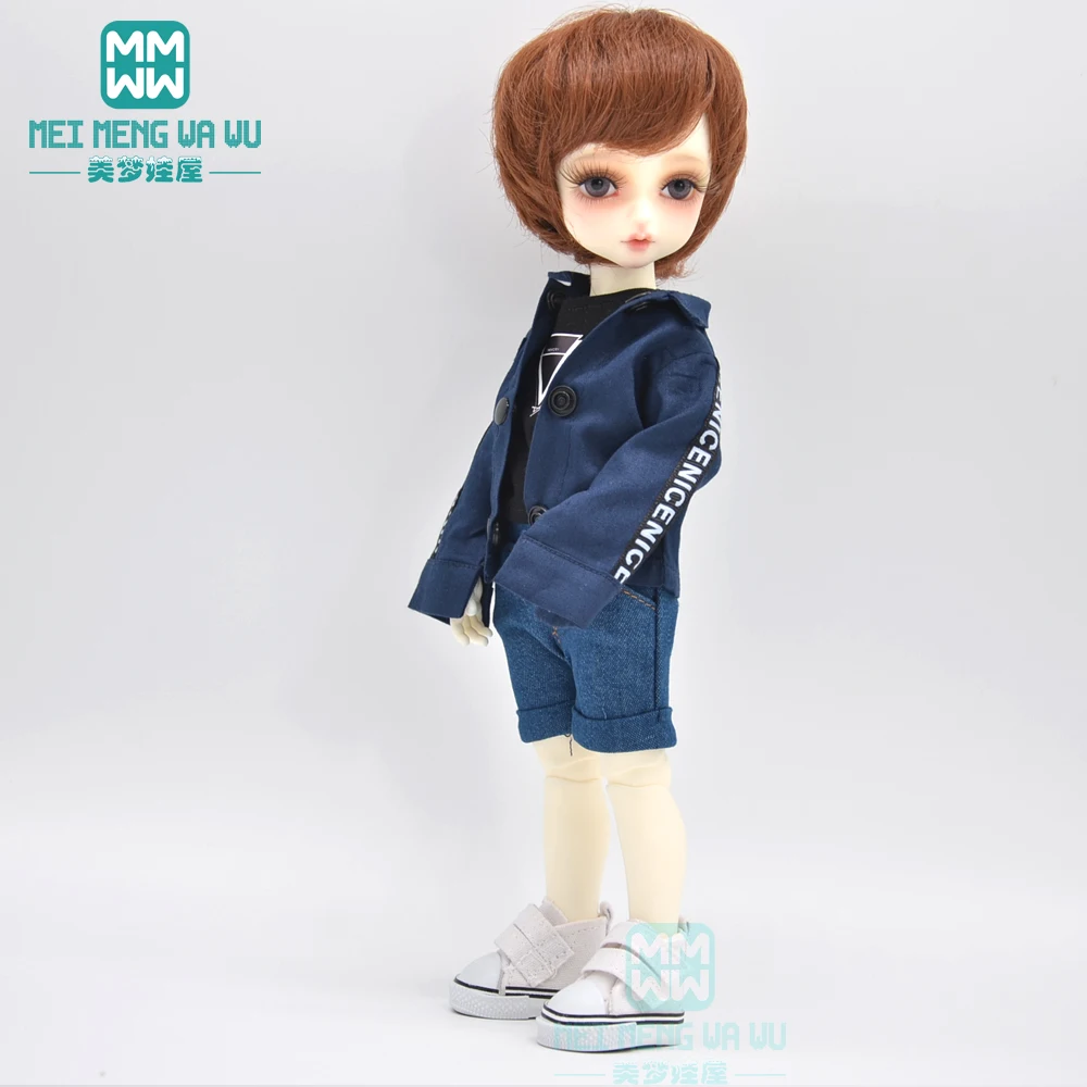 BJD puppe kleidung passt 28-30cm 1/6 MYOU mode pendler shirt, denim shorts, weste