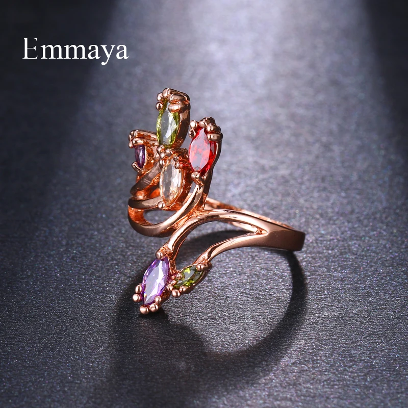 Emmaya Vivid Mulitiple Branch With Colorful Cubic Stones For Women&Girls Ring Natural Style Exquisite Jewelry In Banquet Gift