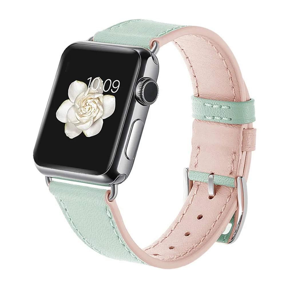 Leather strap For Apple Watch band 44mm 40mm 38mm 42mm Luxury Genuine Leather watchband bracelet iWatch series 3 45 s e 6 band