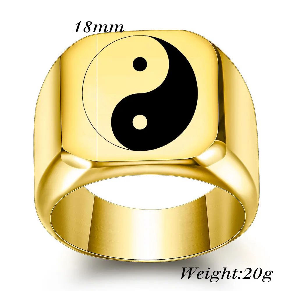 Модное мужское кольцо с узором Сплетницы тайчи кольцо из нержавеющей стали Инь Янь геометрическое оформление искусственный подарок ювелирное изделие оптовая продажа