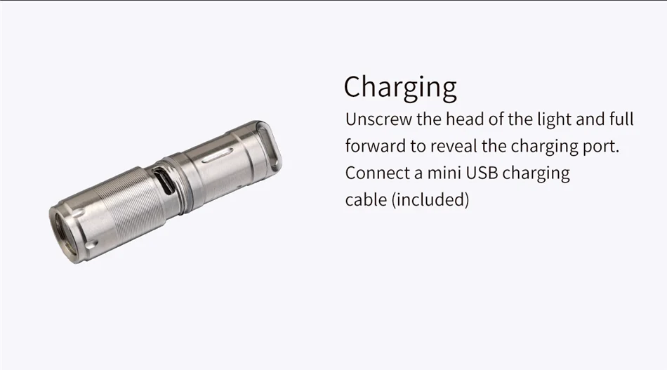 MecArmy X2S Keychain Light 130 Lumen USB Charging Stainless steel Mini Flashlight LED Torch built-in 10180 Battery