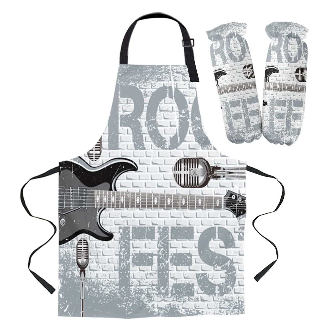 Rock Guitar Music Apron Kitchen Household Cleaning Pinafore Home Cooking Apron Kitchen Aprons for Woman