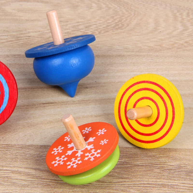 

4pcs/set New Giochi Bambini Wood 4.5cm Wooden Children's Leisure Hand Spinne Toys Fidget For Kids Classic Spinning Top