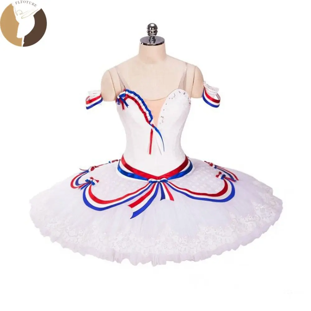 

FLTOTURE Adult Professional White Ballet Tutu Ballet Variation Costumes For Sale 12 Layers Tulle Skirt Women Flame Of The Paris