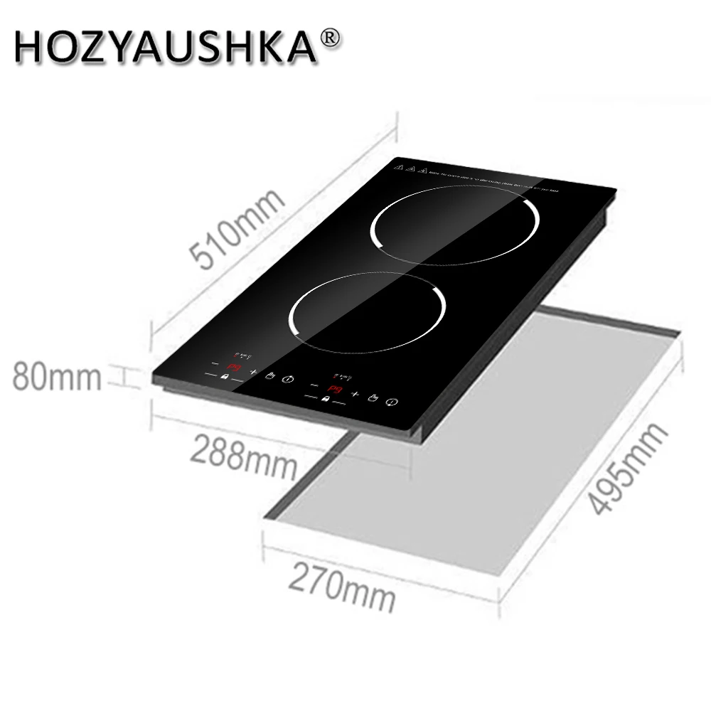 Induction cooker 3000W high power 2 heads household and commercial intelligent multifunctional integrated child lock HOZYAUSHKA