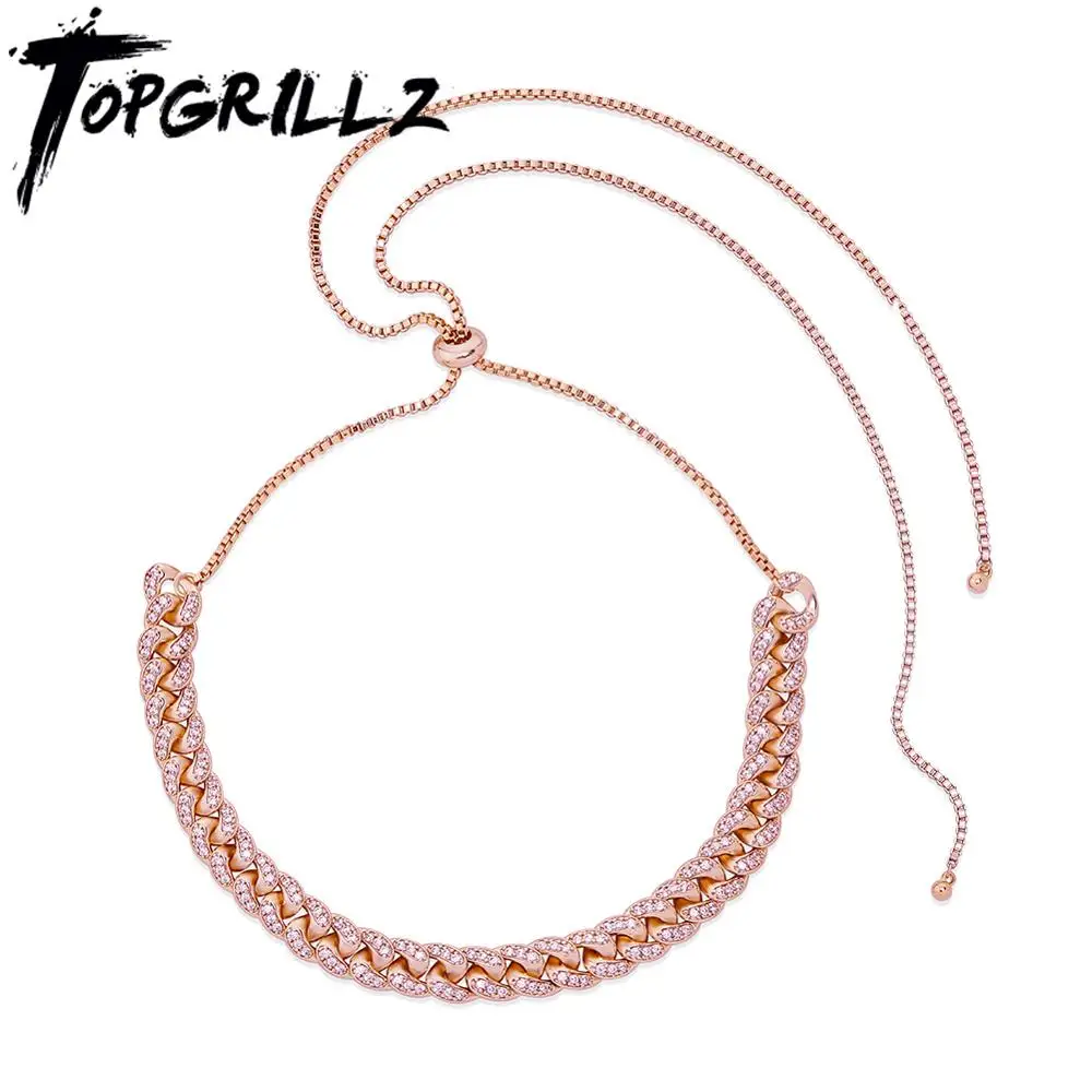 TOPGRILLZ 10mm Cuban Chain Necklace With 8 inch Tail Chain Iced Out Micro Pave CZ Women's Necklace Hip Hop Fashion Jewelry Gift