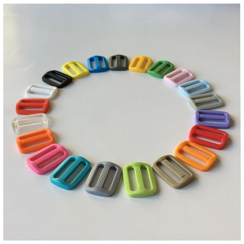 20mm / 25mm 20pcs Plastic Curved Tri Glide Slider Adjustable Ring Buckles Outdoor Backpack Straps Dog Collar Accessories