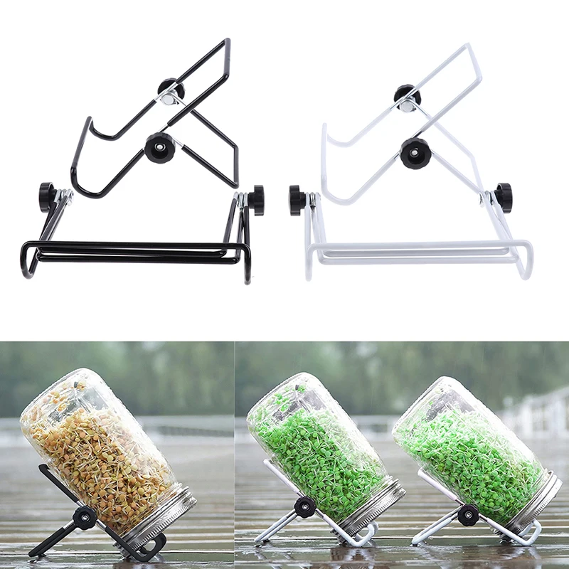 Stainless Steel Sprouting Stands Foldable Sprouter Black Non-slip Scaffolds for Mason Jar Lid/iPad Tablet Phone Stand